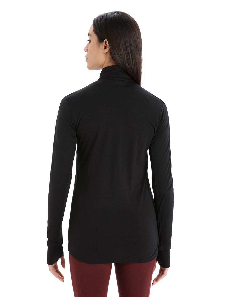 Black Women's Icebreaker ZoneKnit™ Merino Long Sleeve Zip Hoodie | USA 1668SGLO